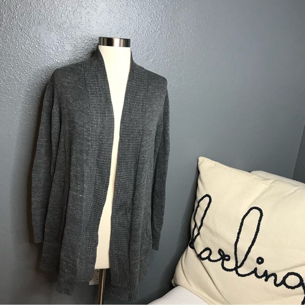 Eileen Fisher gray open front sweater large